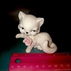 Vintage Adorable White Porcelain Cat Kitten Figurine Fun