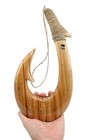 Hawaiian Fish Hook Hand Carved Wood Hanging Decoration - Burned Art  Dolphins