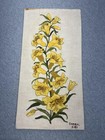 Vintage Cheryl Yellow Flower Embroidery Linen Wool Tapestry Wall Art Signed