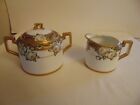 Antique Nippon Rare Gilded Hand Painted  Creamer   Sugar Bowl Set Beautiful