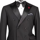 Big   Tall Men s Black Double Breasted Modern Fit Tuxedo W  Flex Waist New