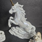 Vintage Unicorn Figurine Lot Of 5 White Gold Fantasy   Pewter Mythical Whimsical