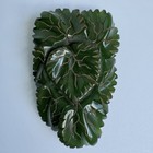 Vintage Green Bakelite Dress Clip Hand Carved Figural Leaf  Art Deco 1930s