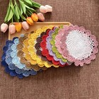 4pcs lot Vintage Hand Crochet Lace Doilies Round Table Mat Flower Placemat Doily