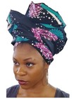Navy-blue  Purple  And Teal African Print Head Wrap Dp5006h