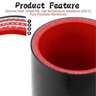 2pcs Id 2 Inch Straight Silicone Coupler Rubber Hose 4-ply Id2  Black red 2pcs