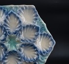Antique Oyster Plate French Majolica Very Rare By Orchies Big 12 Wells   1880    8