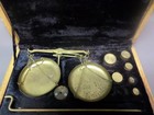 Vintage Brass Balance Scale Set - W  Weights - Jewelers Apothecary W  Box -clean