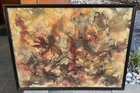 Vintage Mcm 1950s Abstract Watercolor Painting Mid Century Modern Art Signed