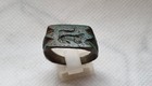 Authentic   Ancient Medieval Byzantine Stamp Ring   10-12 Century Engraved