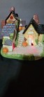 Rare Vintage Ceramic Lighted Halloween Haunted Farm House Ghost W blinking Light