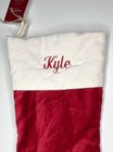 Pottery Barn Classic Velvet Christmas Stocking  kyle  Red Ivory New Medium Nwt