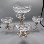 Reed   Barton Epergne  166 Silver Plated Candle Holder Rogaska Crystal Bowls