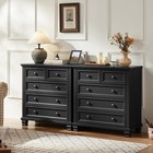 Farmhouse 5 Drawer Dresser Set Of 2 Black Rustic Solid Wood Legs