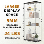 Glass Display Cabinet 5 Shelves 2 Doors Curio Bookshelf Trophy Case  W 2 Lights