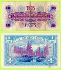 Us Mpc Military Payment Certificate 10 Cents 1 Dollar Series 661 M65 M68 Used
