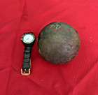 Antique Cannon Ball Cannonball Mill Ball Cast Iron 5  Dia Mixing Ball 9 Lb 