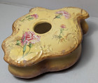 19th Century Antique Hair Receiver Yellow W pink Carnations Free Us Shipping