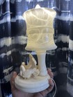 Vintage Alabaster Table Lamp With Romantic Doves