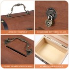 Treasure Chest With Lock Miniature Wooden Travel Locking Lockable Storage Trunk