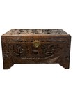 1960s Large Mid Century Modern Chinese Carved Camphor Wooden Chest   Trunk