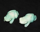 Nonni s  Frog Collection  Vtg Solid Stone Jade Color 2 5 In Frog Set Of 2