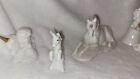 Lot Of 5 Vintage Cute Ceramic Porcelain White Unicorns Figurines Made In Taiwan