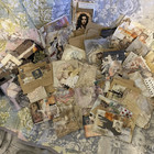 12-piece Handmade Grungy   Vintage Junk Journal Ephemera Pack   Pouch