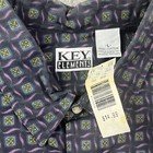 Vintage Key Elements 90 s Button Shirt Purple Groovy Pattern Long Sleeve Size L