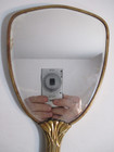 Antique Vintage Hand Held Vanity Mirror Victorian Style Brass