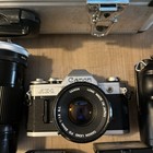 Canon Ae-1 Program 35mm Film Camera   F-1 Plus Case Lights And Extras