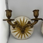 Mcm Vintage Elegant Gold And White Wall Sconces Candelabra s Set Of 2