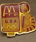 5 Piece Vintage Mcdonald s Employee Pin Back Buttons  1988 Olympics Lapel Pins