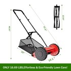 14  Manual Push Reel Lawn Mower 5-blade Adjustable Height Grass Catcher 2 Wheels