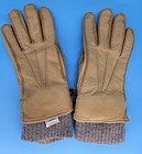 Vintage Mens Deerskin Gloves Tan S Racoon wool Lining Usa W snaps Warm Nice  