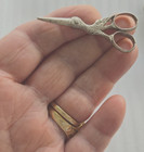 Antique Victorian Miniature Child Sewing Etui Sterling Stork Scissor Thimble Mop