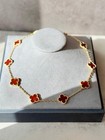 Clover Carnelian Necklace 925 Silver Gold Plated 10 Motifs Clover Necklace