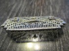 Vintage Art Deco Rhodium Plated Lacy Filigree Rhinestone Center Bar Pin Brooch