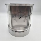 Movado Silver Black Modern Cyl Clock Thermometer Hygrometer Stainless Desk Decor