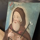 Antique Mexican San Francisco St  Francis Retablo On Tin Painting 10 x14 