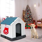 32 Inch Large Plastic Dog House Water Resistant Dog Kennel Puppy Shelter Blue 