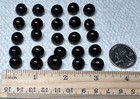 25 Antique Round Black Glass Domed Shank Buttons I310