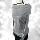 Chic Casual Minimalist Style Grey Cowl Neck Long Sleeve Top
