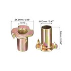 M10x24mm T-nuts 4 Pronged Tee Nut Carbon Steel Threaded Inserts For Wood 24pcs
