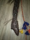 Vintage Borneo Dayak Mandau Sword W  Carved Handle   Sheath    tribal Headhunter
