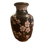 Vintage Miniature Chinese Cherry Blossoms 4  Vase Brown Bronze Pink Detailed
