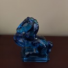 Vintage L e  Smith Glass Aqua Blue Rearing Pair Of Blue Horses Book Ends Ds29