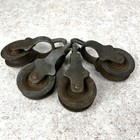 Antique Cast Iron Set Of 4 Barn 2 Inch Pulley Block Tackle Wheels Vintage Farm