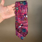 Vintage Smithsonian Institution Circuit Board Silk Tie Red Cyber Punk Tech Geek