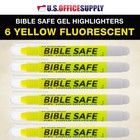 6 Yellow Bible Safe Gel Highlighters  Bright Neon Fluorescent Color Markers